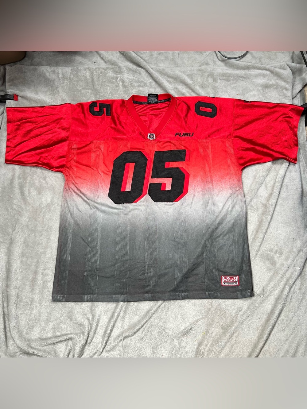 Vintage Fubu Football Jersery Mens 3XL Red/Gray Hip Hop Streetwear #05 Sport Y2K